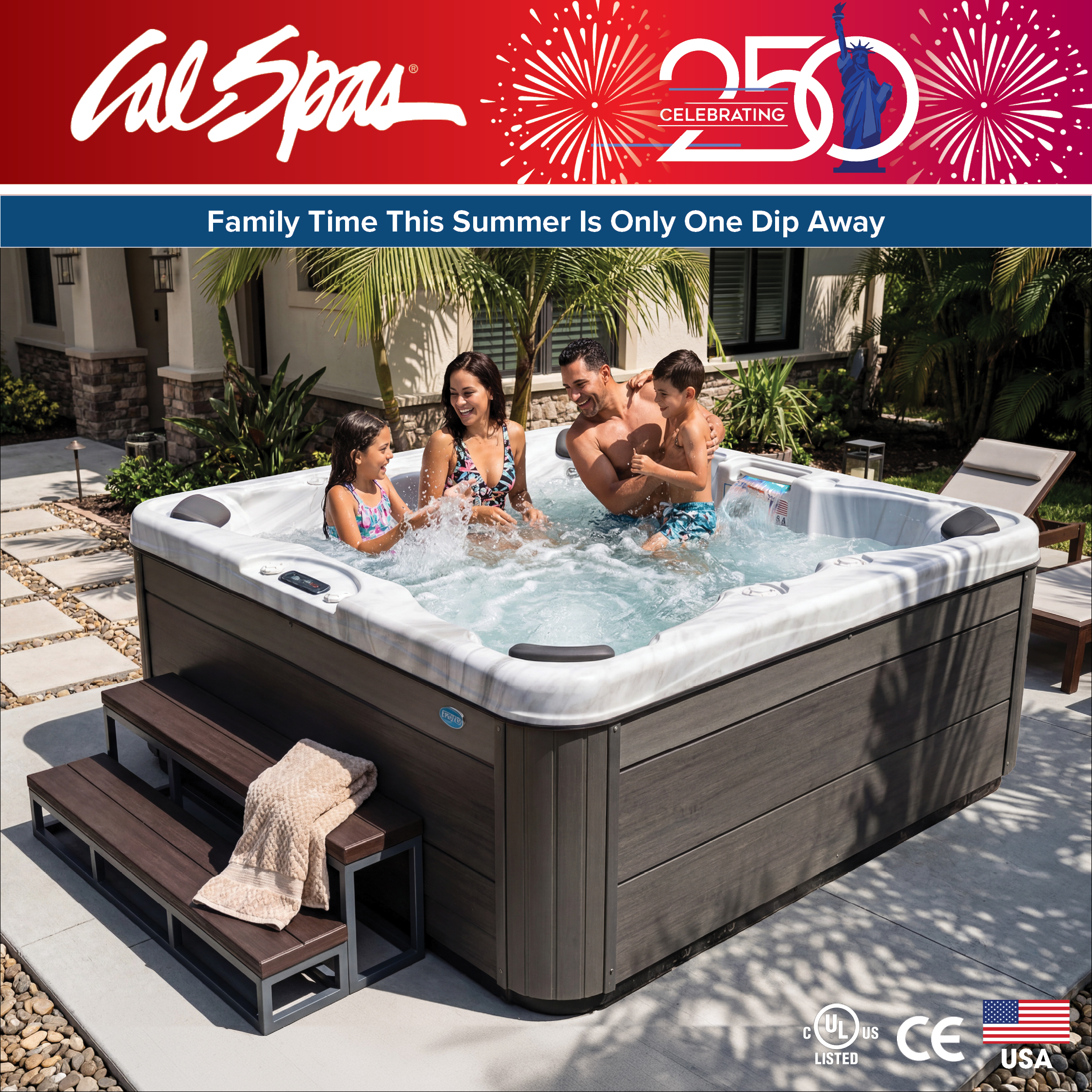 Calspas hot tub being used in a family setting - Mount Vernon